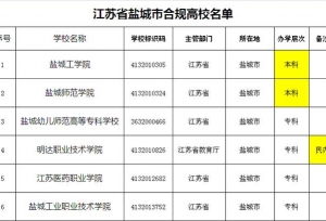 盐城市合规大学名单
