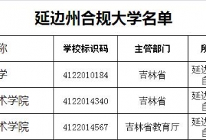 延边州合规大学名单