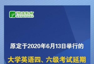 2020年上半年大学英语四、六级考试延期举行