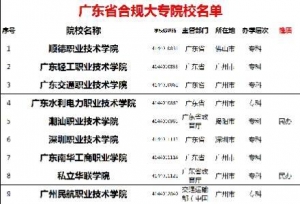 广东省合规大专院校名单