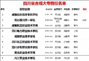 四川省合规大专院校名单