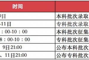 吉林省高考各批次录取时间点