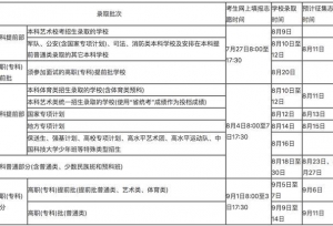 海南省高考各批次录取时间点