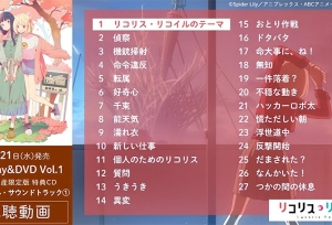 「Lycoris Recoil」第一卷BD特典CD全曲目试听片段公开