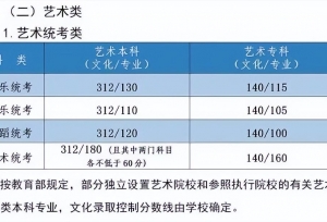 近三年全国艺术类本科线汇总