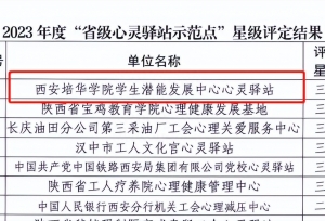 西安培华学院学生潜能发展中心荣获三星级“省级心灵驿站示范点”